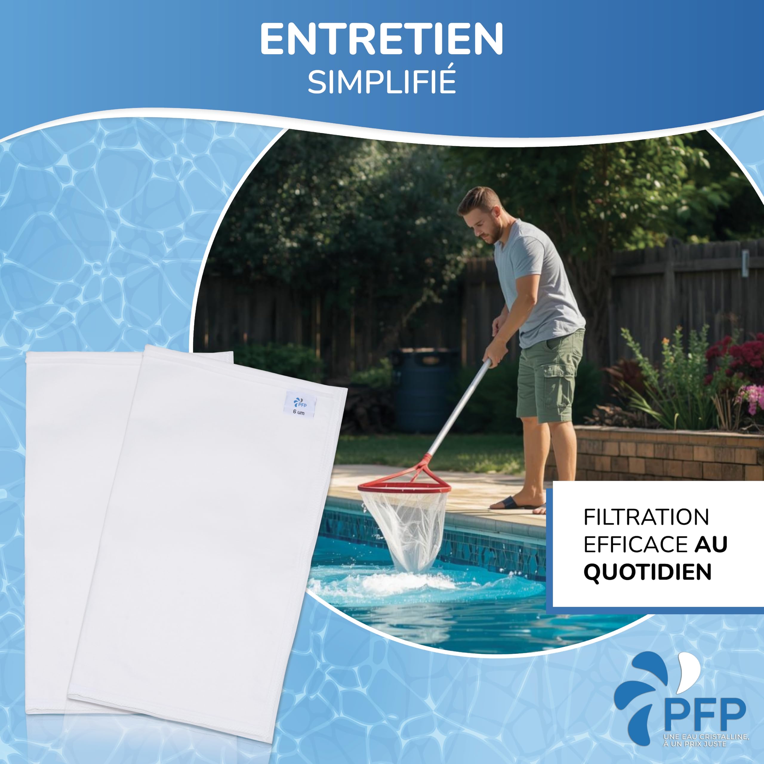 Poche Filtrante Compatible Piscine Desjoyaux 30 Microns Lot de 2 Eau Chargée
