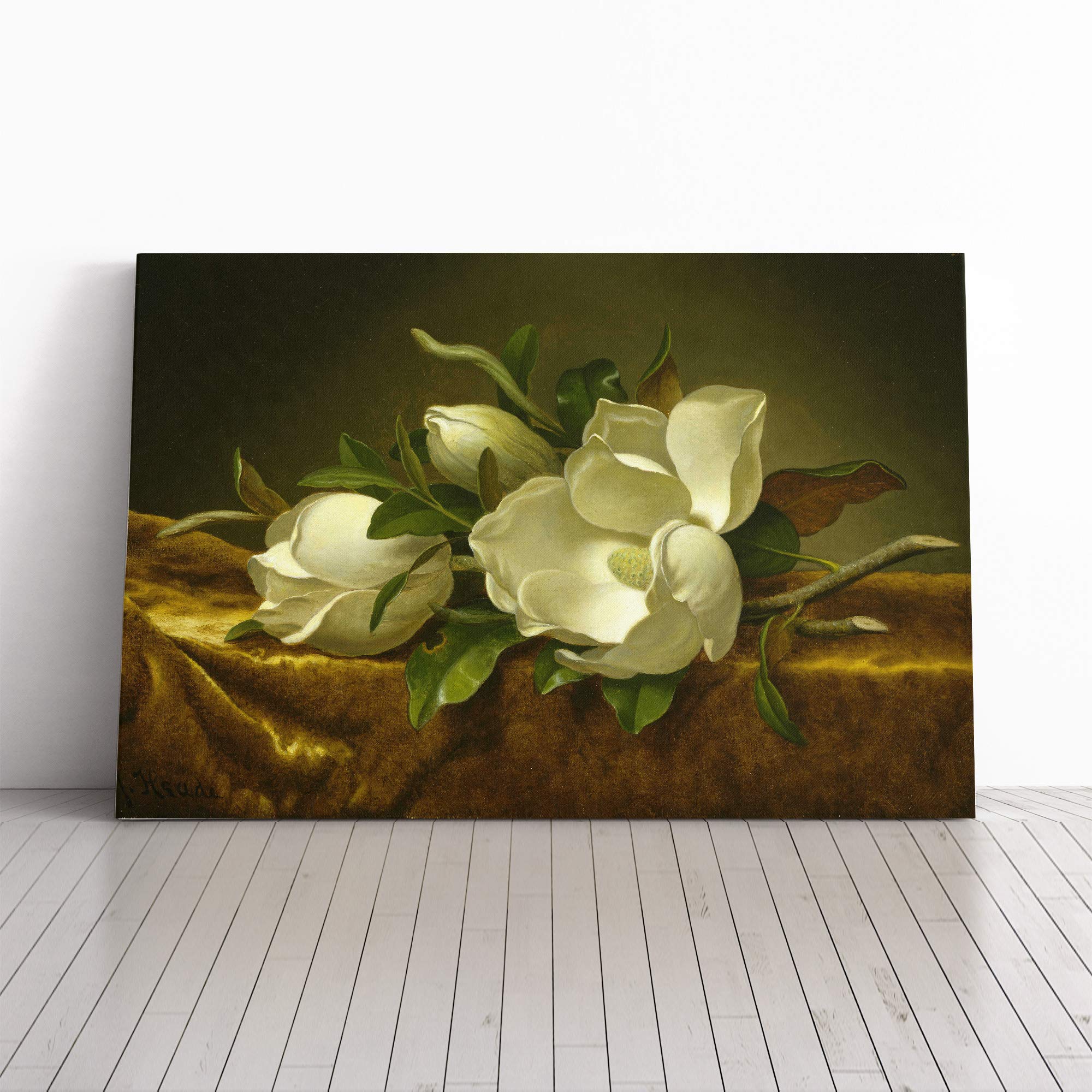 Big Box Art Canvas Print Wall Art Martin Johnson Heade Magnolias | Mounted and Stretched Box Frame Picture | Home Decor for Kitchen, Living Room, Bedroom, Hallway, Multi-Colour, 20x14 Inch