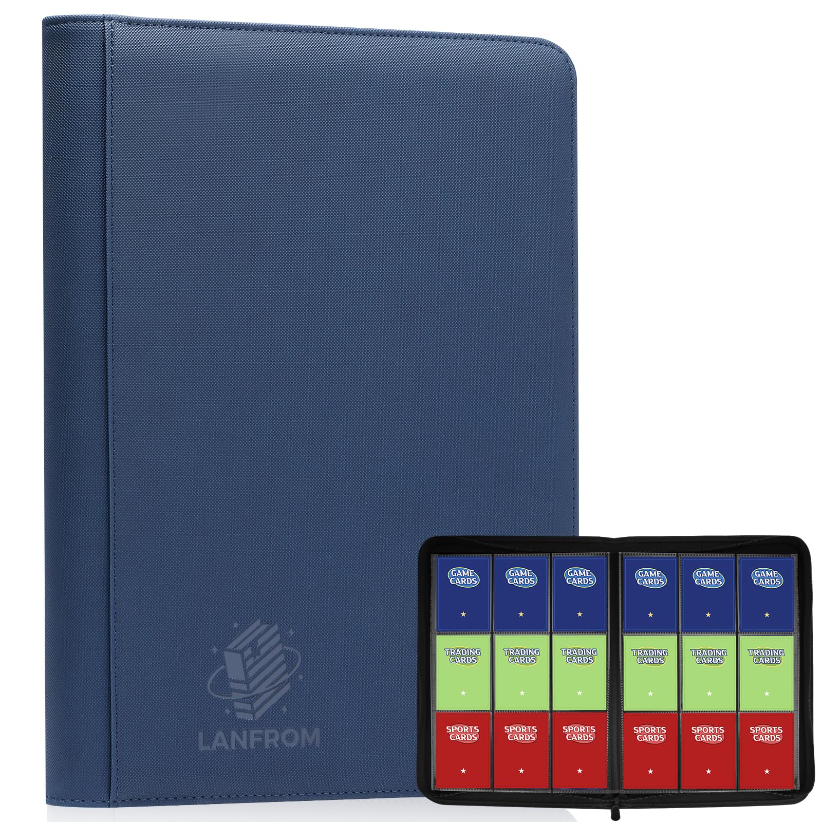 9 Pocket Card Binder, Premium Ringless Trading Card Binder 360 Side Loading Pocket PU Card Collection Binder, Sturdy Collectible Card Albums Card