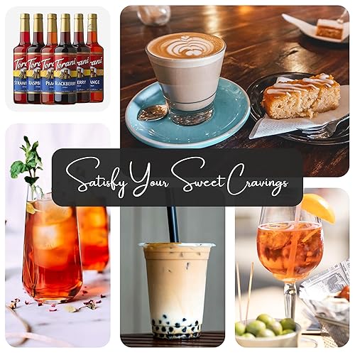 Miniatura 10 de Torani - Jarabe de frambuesa, fresa, melocotón, sabores de frutas para sabor italiano a refrescos, paquete de 3 con 3 dispensadores de bomba Jimoco