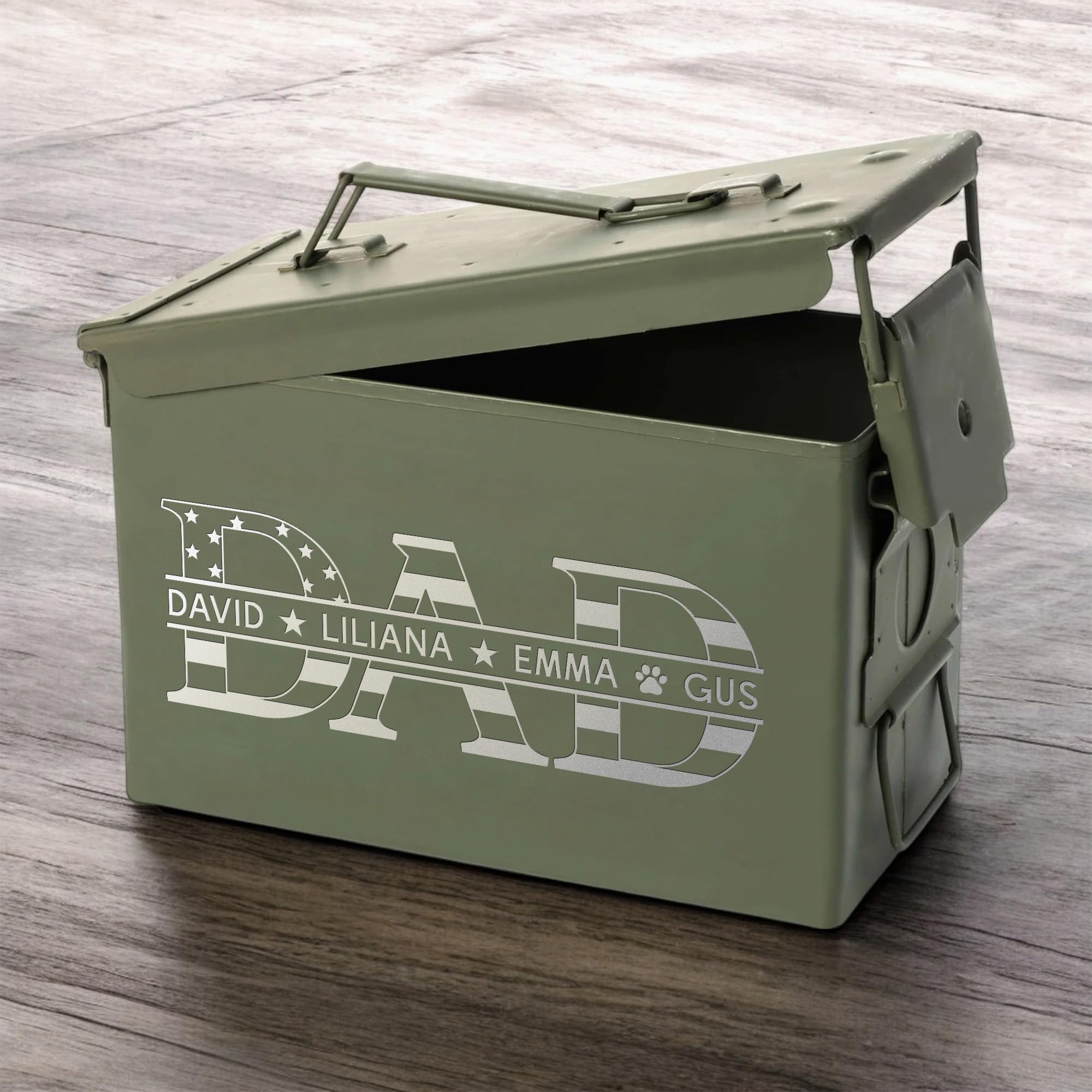 Lucy Engraving Personalized Monogram Ammo Can, Father's Day Gifts for Dad, Engraved Military Storage Box, Custom Gifts for Men, Gifts for Husband, 50 Cal
