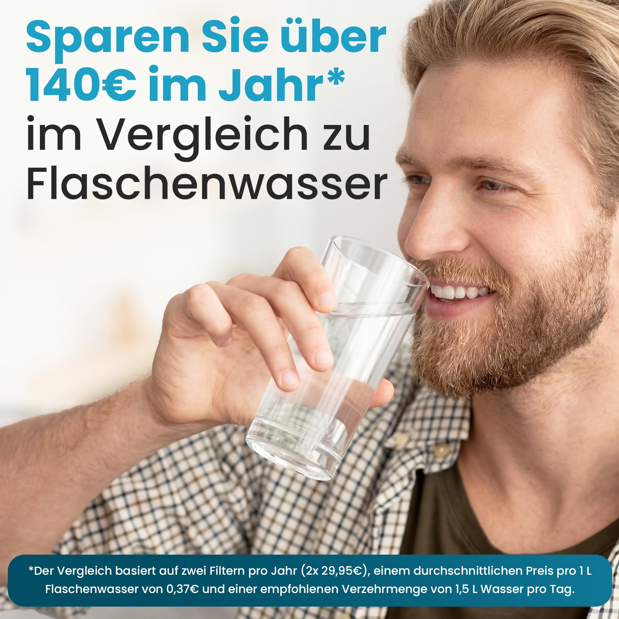 Measury Kalkfilter Untertisch - Wasserfilter Kalk für Wasserleitung & Küchenarmatur - 3-stufiger Trinkwasserfilter gegen Kalk, Chlor, Sand, Rost - 8 L/Min, kein zweiter Wasserhahn, Mineralien bleiben
