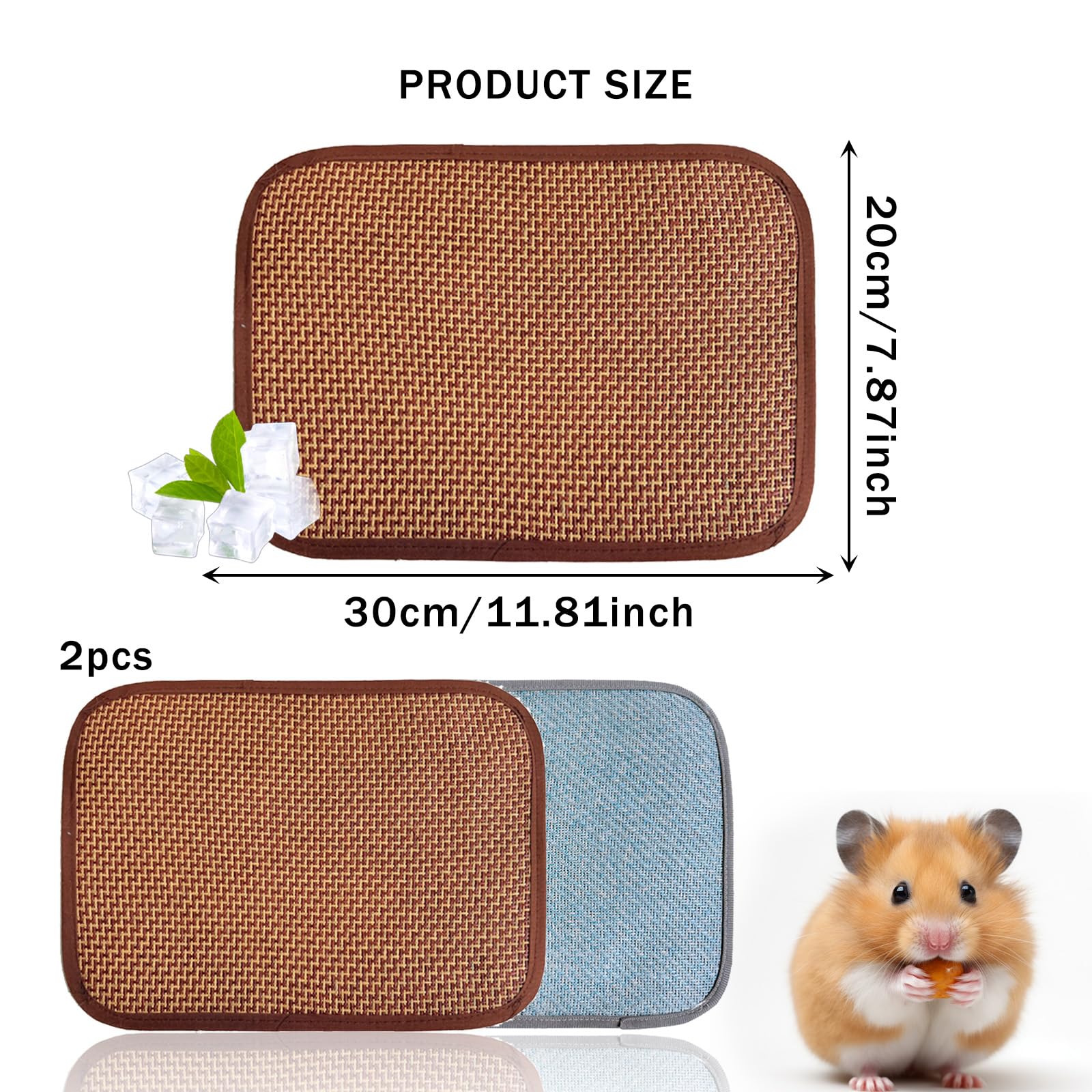 FOSDICK 2PCS Hamster Cooling Pad, Rabbit Cooling Pad, 30x20cm Summer Sleeping Bed for Rabbit Bunny Hamster Puppy Guinea Pigs Cool Pad - Image 2