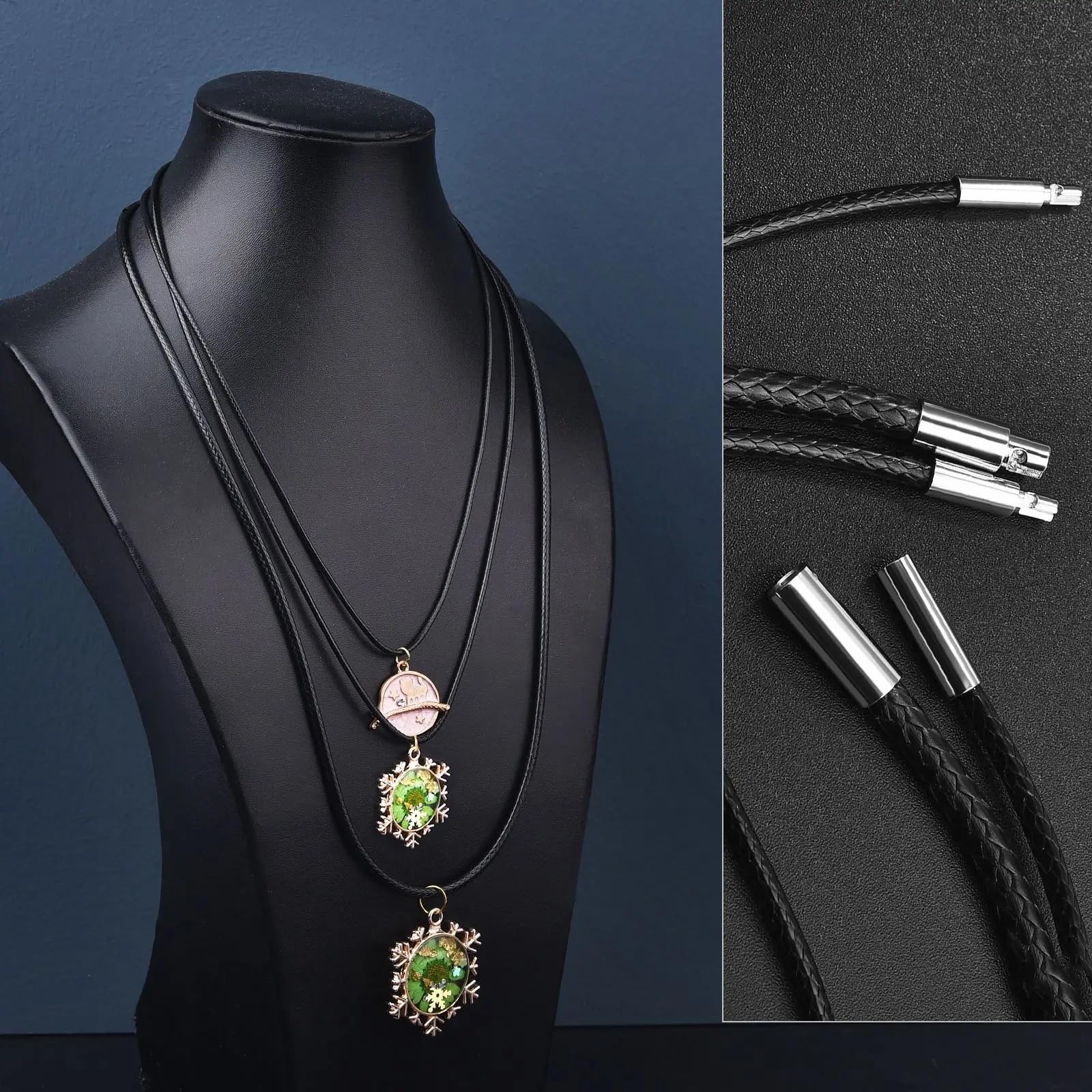 Collana con catena in corda intrecciata in pelle PU