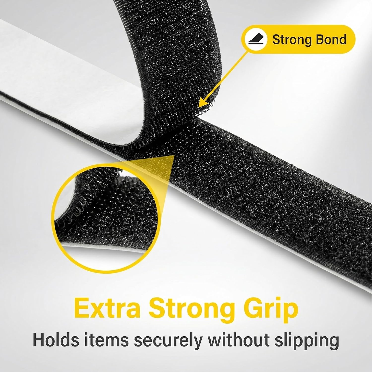 Self Adhesive Hook and Loop Roll Heavy Duty Hook and Loop Strips with Adhesive Sticky Back Fastener for Home Hanging DIY Crafts Couch Cushions (Black, 2inX20ft)