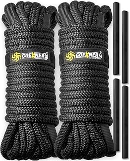 2-Pack 1/2 Inch 25 Ft Marine Dock Lines for Boats - Double Braided Dock Mooring Lines with 12" Eyelet and Loops, Marine Boats Rope Black