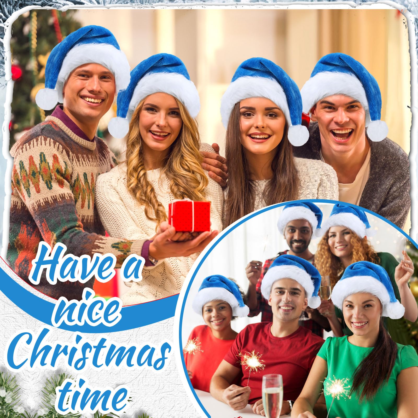 Vicenpal 50 sombreros de Papá Noel a granel, sombreros de Navidad de terciopelo de felpa para hombres y mujeres, suministros de fiesta de Navidad