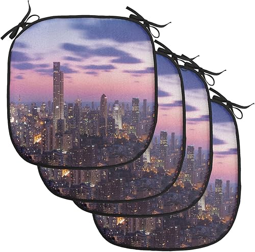 Miniatura 182 de Lunarable Cojín retro para silla, dibujo de chica a la moda en tierra primavera campo margaritas arte, acolchado de asiento para cocina y patio con