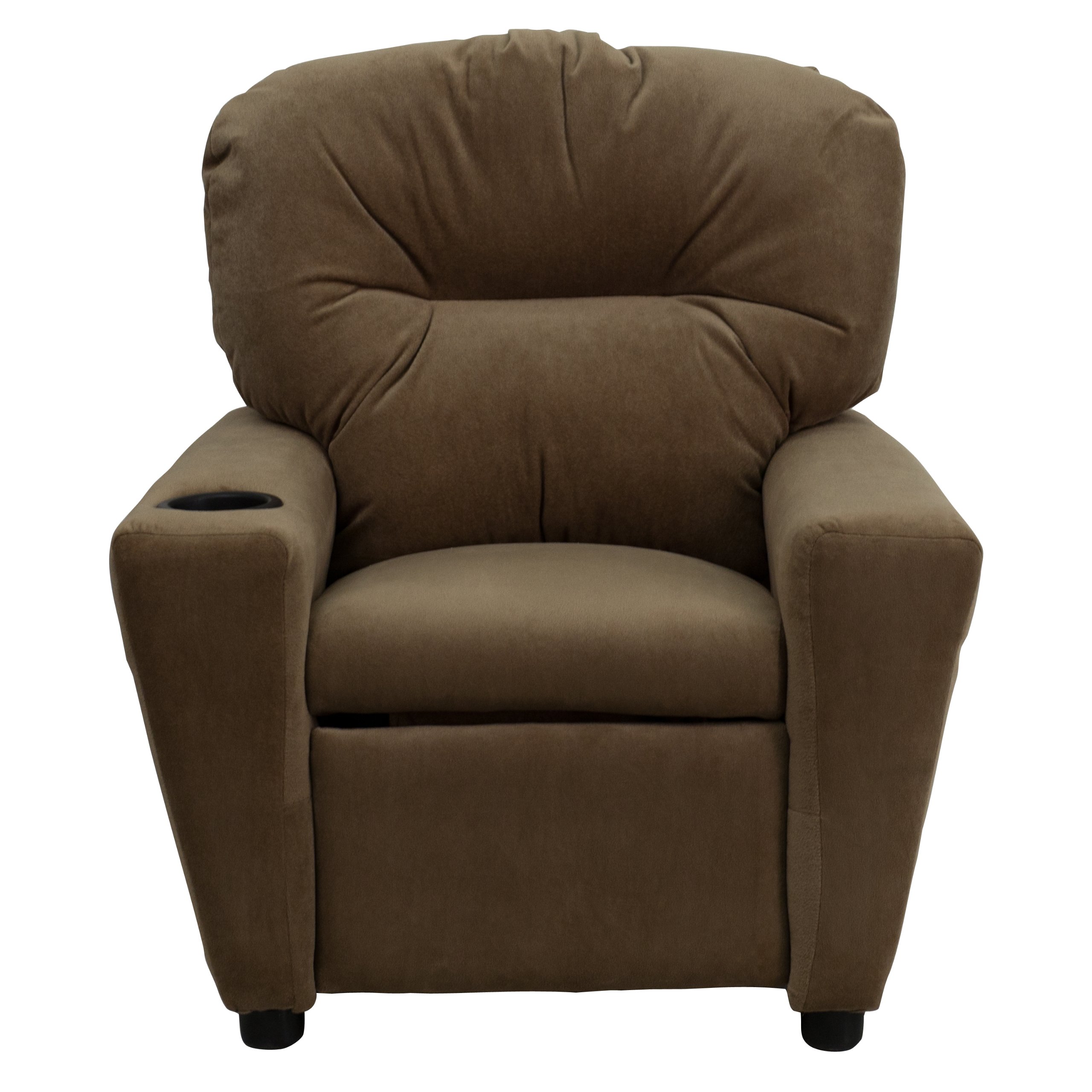 Flash Furniture Lehnsessel für Kinder, modern, mit Becherhalter, Holz, braune Mikrofaser, 1 Stück