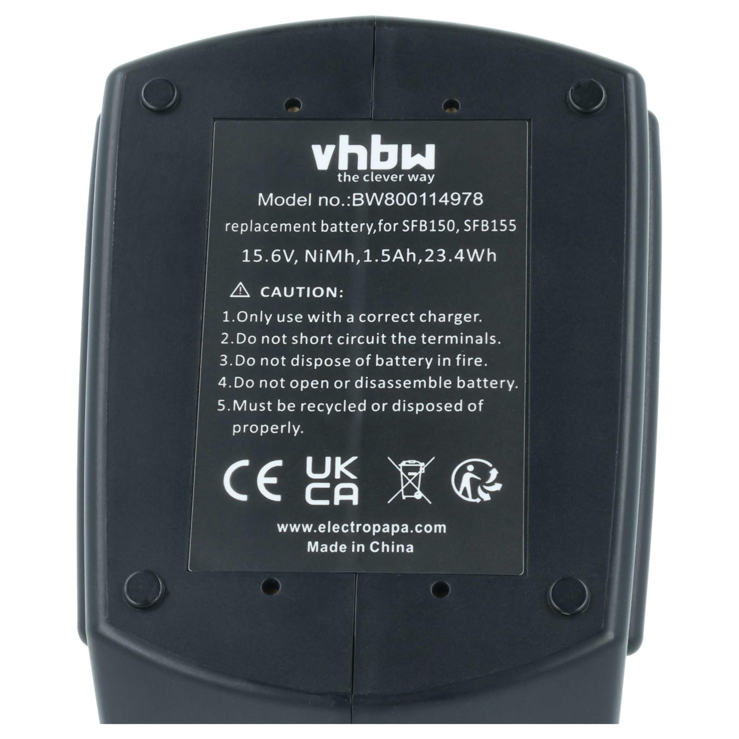vhbw 2x NiMH akumulator 1500 mAh (15,6 V) do elektronarzędzi narzędzia Powertools Tools jak Hilti SFB150