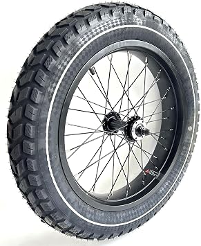 20x4.0 Fat Bike Front Wheel Double Wall Rim with Puncture Resistant Tire All Terrain Bolt On and Hub 36x12G Spokes Black Alloy Aluminum Snow Bicycle Folding Fatbike Wheel Assembly