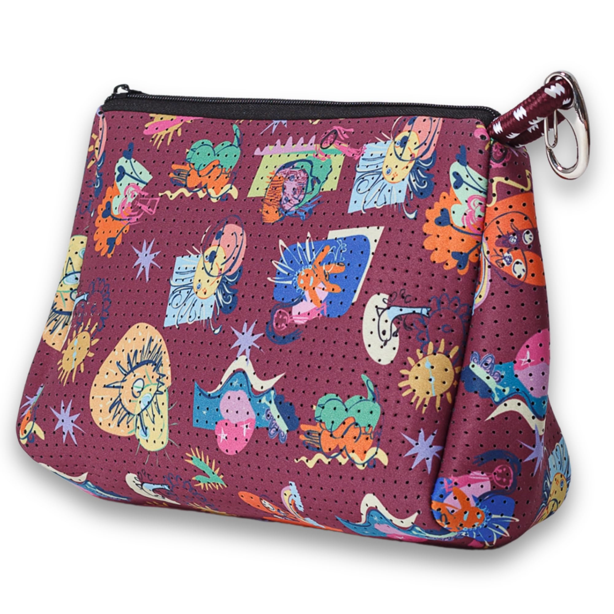 POPUPS Large Makeup Bag with Zipper - Waterproof Neoprene Cosmetic Bag 7.7 x 10.75 x 5 inches