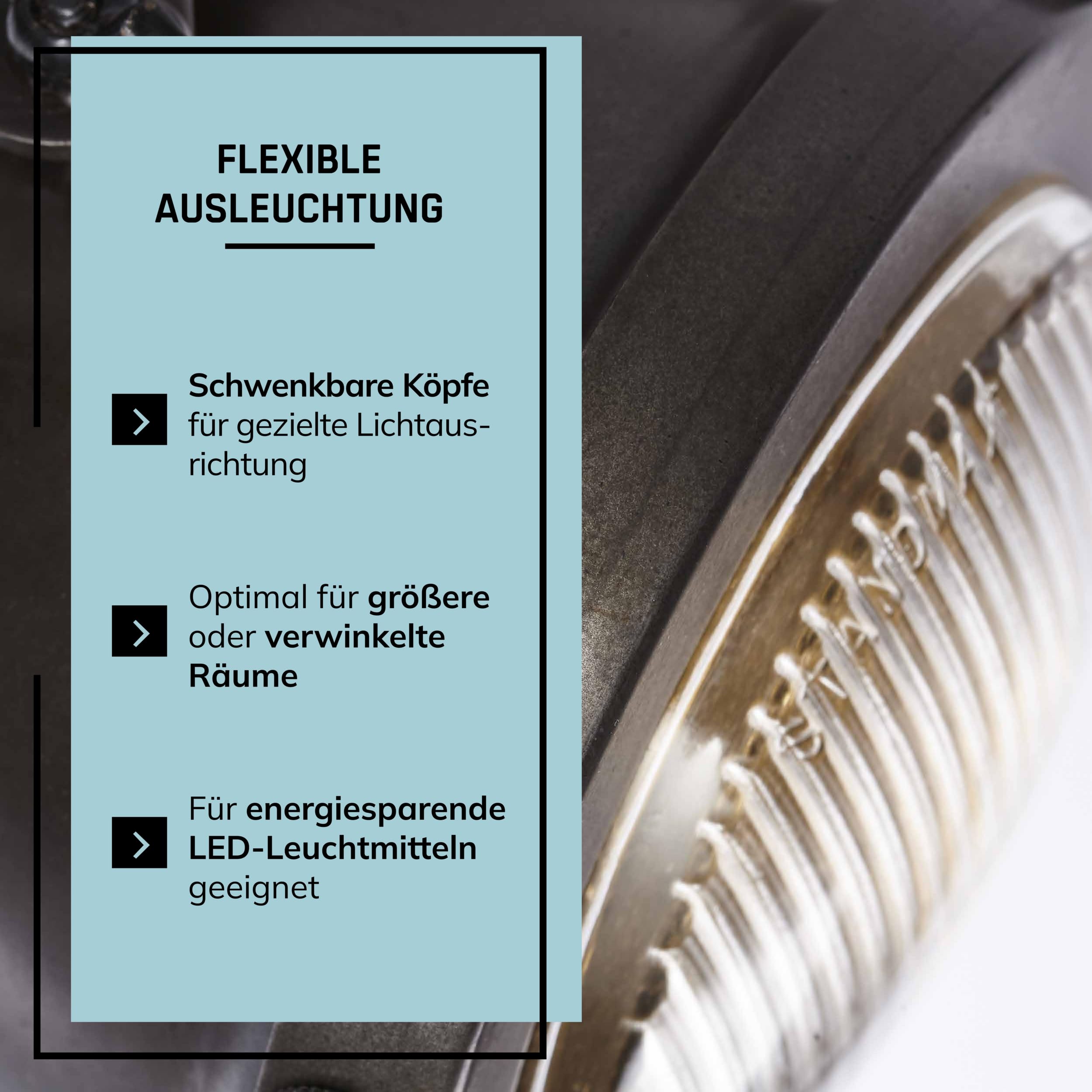 Lightbox Deckenstrahler 3-flammig, Vintage-Look, E27 Leuchte | Schwenkbare Spots fürs Wohnzimmer, Schlafzimmer und den Flur, nostalgischer Charme fürs Zuhause