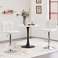 Vista 4 de Yaheetech Juego de 2 taburetes de bar, taburetes de bar giratorios ajustables de piel sintética, taburetes de barra hidráulicos sin brazos, sillas