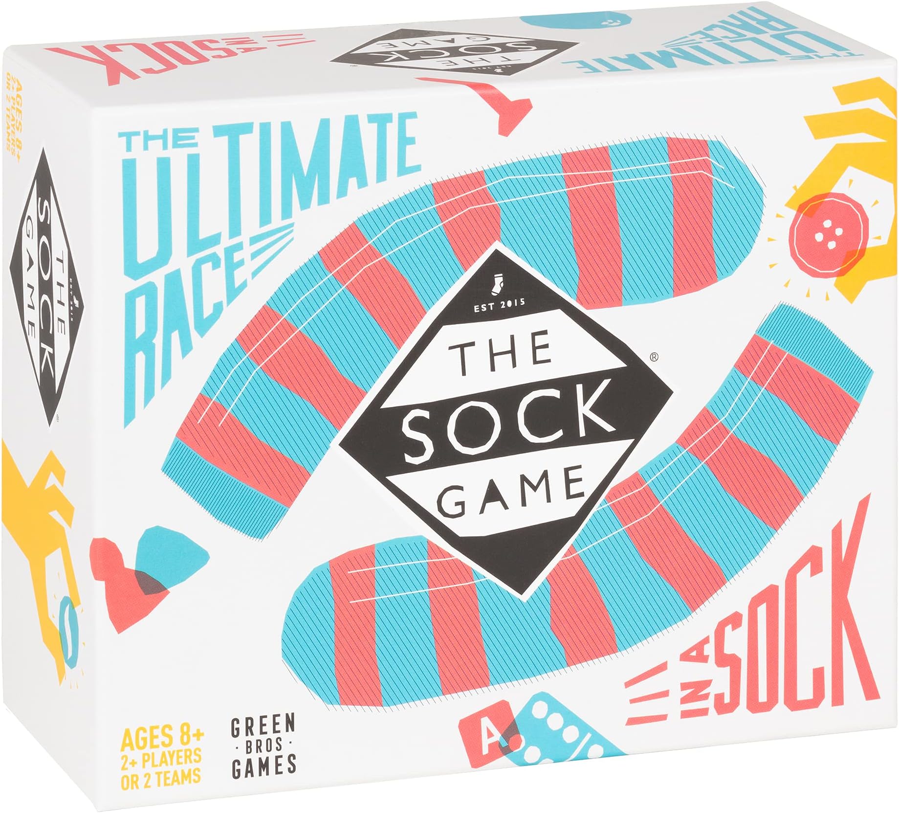 Asmodee Green Brothers Games | The Sock Game | Board Game | Ages 8+ | 2+ Players | 5-30 Minutes Playing Time