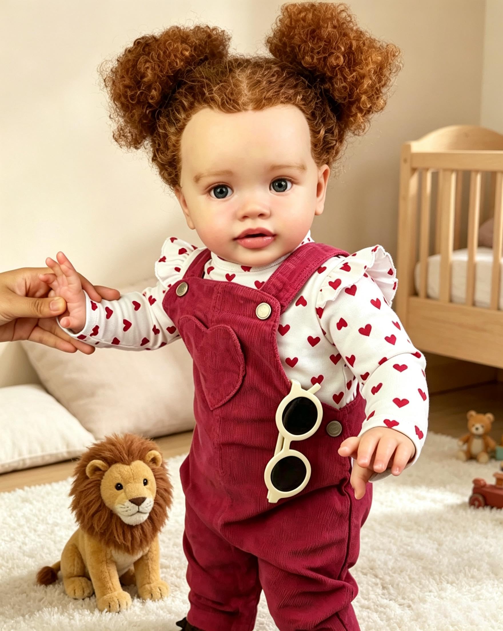 RXDOLL Duży rozmiar realistyczne lalki Reborn Baby Dolls Girl 66 cm realistyczna lalka malucha kręcone włosy prawdziwe lalki niemowlęce miękka tkanina winylowa ciało Reborn maluch dziewczyna prezent
