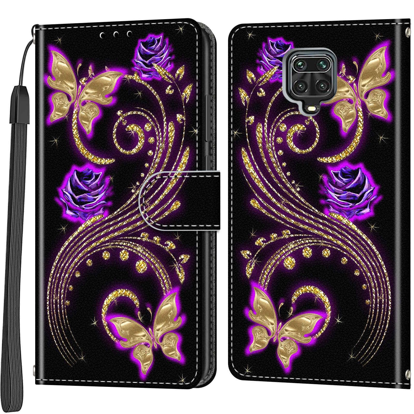 Haninsuze Cover per Xiaomi Redmi Note 9S / Note 9 Pro/Note 9 Pro Max, Custodia Interno TPU Antiurto Portafoglio con Disegni [schede Fessura] [Supporto Stand] Cover Libro in PU Pelle (albero rosa