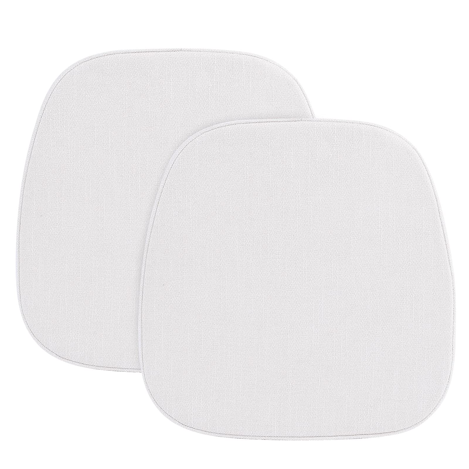 baibu 14 Inches Metal Chairs Cushions with Ties, Non-Slip Metal Dining Chair Pads Kitchen Chair Cushions with Machine Washable Cover - Set of 2 (White, 14x14x1.5in)