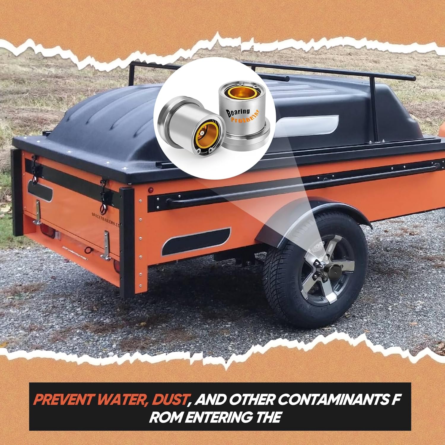 2.441" Bearing Protectors, 4pcs Wheel Bearing Protector Compatible with Most 2000 or 3500 Pound Axle for Boat, RV, Snowmobile, ATV and Utility Rrailers, Prevent Bearing Failure - Chrome Housing