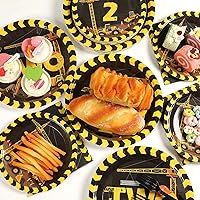 Vista 5 de 100 piezas de platos y servilletas para fiesta de construcción con temática de camiones de construcción, suministros de decoración para fiesta