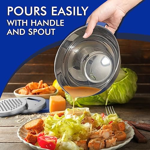 Miniatura 5 de Belwares Juego de cuencos para mezclar con tapas, cuencos anidables con ralladores, asa, boquilla para verter y tapas herméticas, cuenco de mezcla