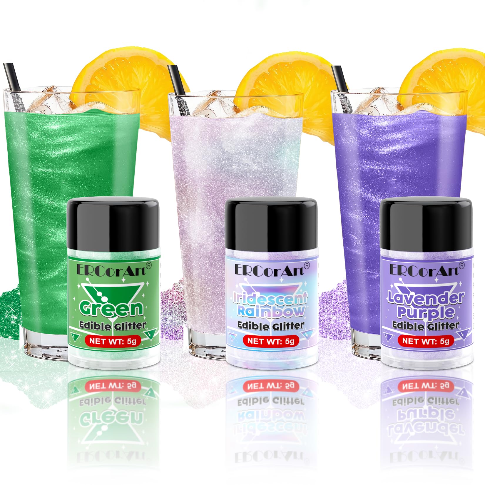 Edible Glitter - 3 Colors Luster Dust Edible, Food Grade Iridescent Glitter for Drinks, Christmas Shimmering Glitter for Cake Decorations, Cocktails, Fondant, Party, Jello - 5g
