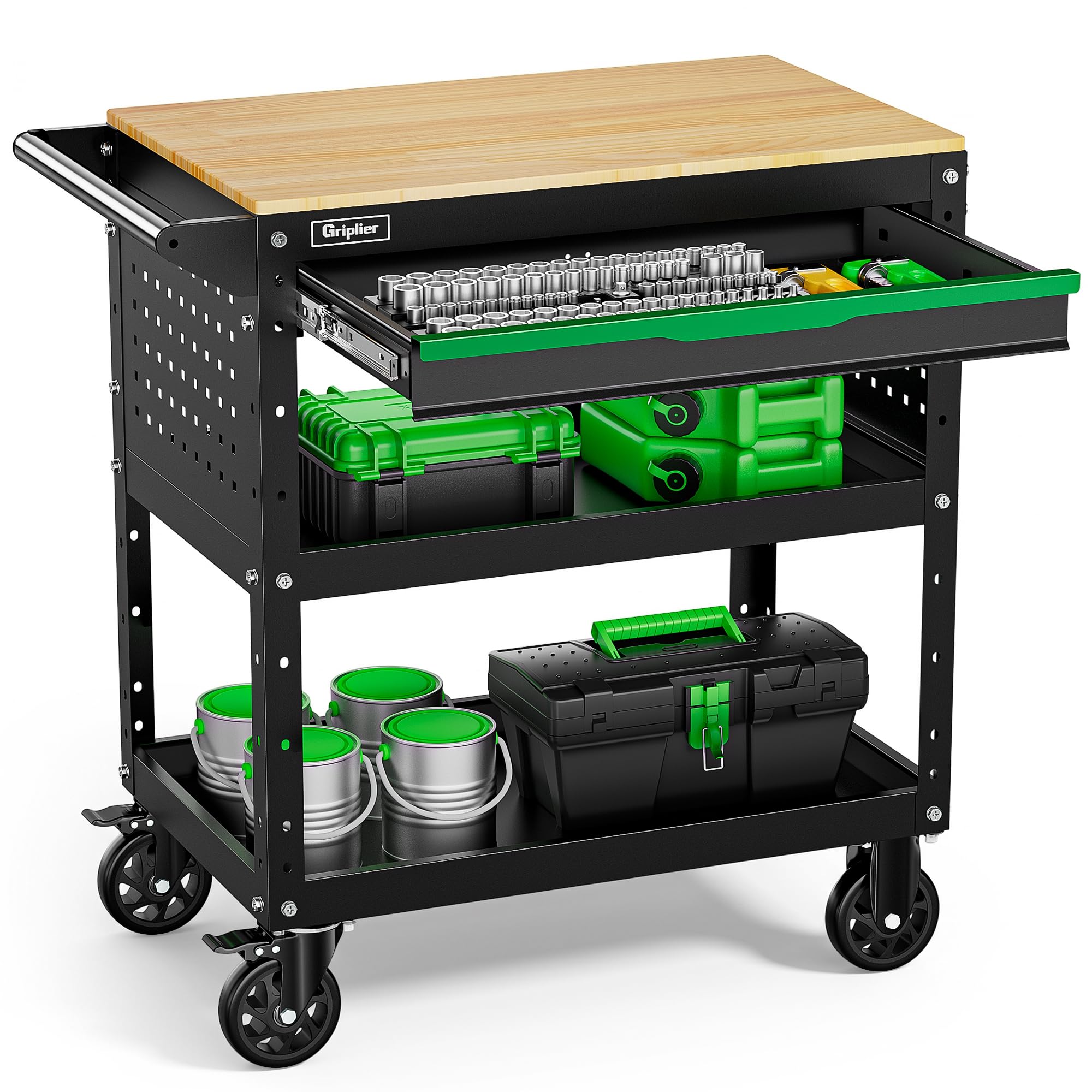 Amazon.com: Griplier Rolling Tool Cart, 3-Tier Workshop Storage