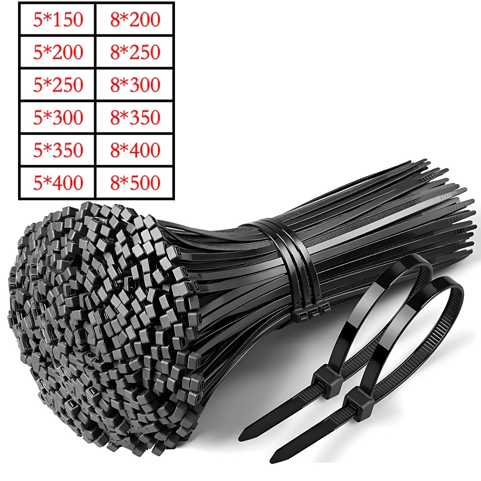 Bridas para Cables, 400 Bridas for Cables de Nailon autoblocantes Alta Resistencia, con Cremallera for Uso doméstico Industrial eléctrico(8x350mm)
