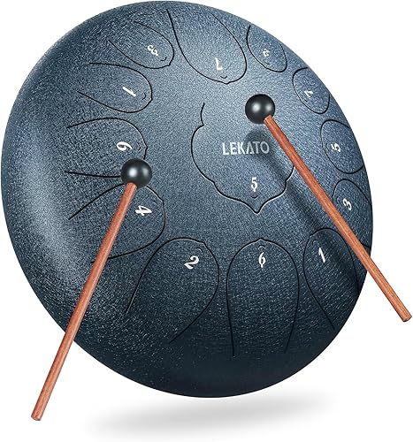Miniatura 91 de LEKATO Tambor de lluvia para exterior, tambor de lengua de acero de 6 pulgadas, 11 notas, campanilla de lluvia de percusión para meditación, yoga