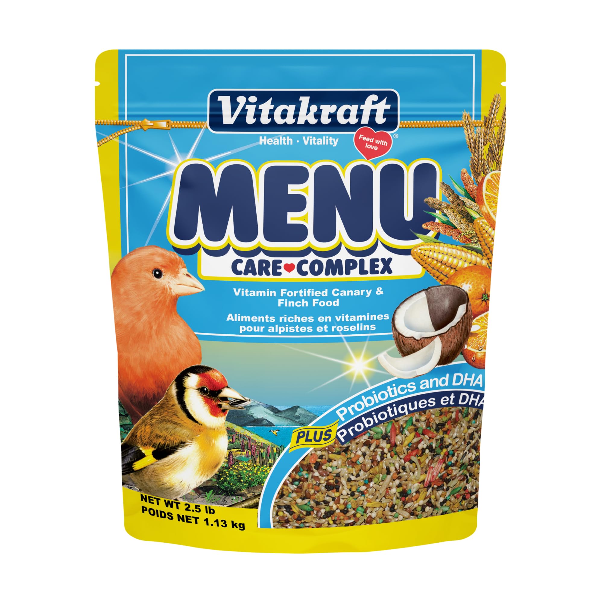 Menu Premium Canary and Finch Food - Vitamin-Fortified - Daily Food for Small Pet Birds Browns 2.5 Pound (Pack of 1)