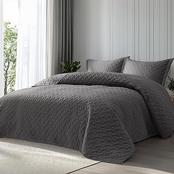 35% off: Bedsure Quilts Queen Size - Grey Bedspreads Queen Size with Basket Weave Pattern, Soft Quilt …