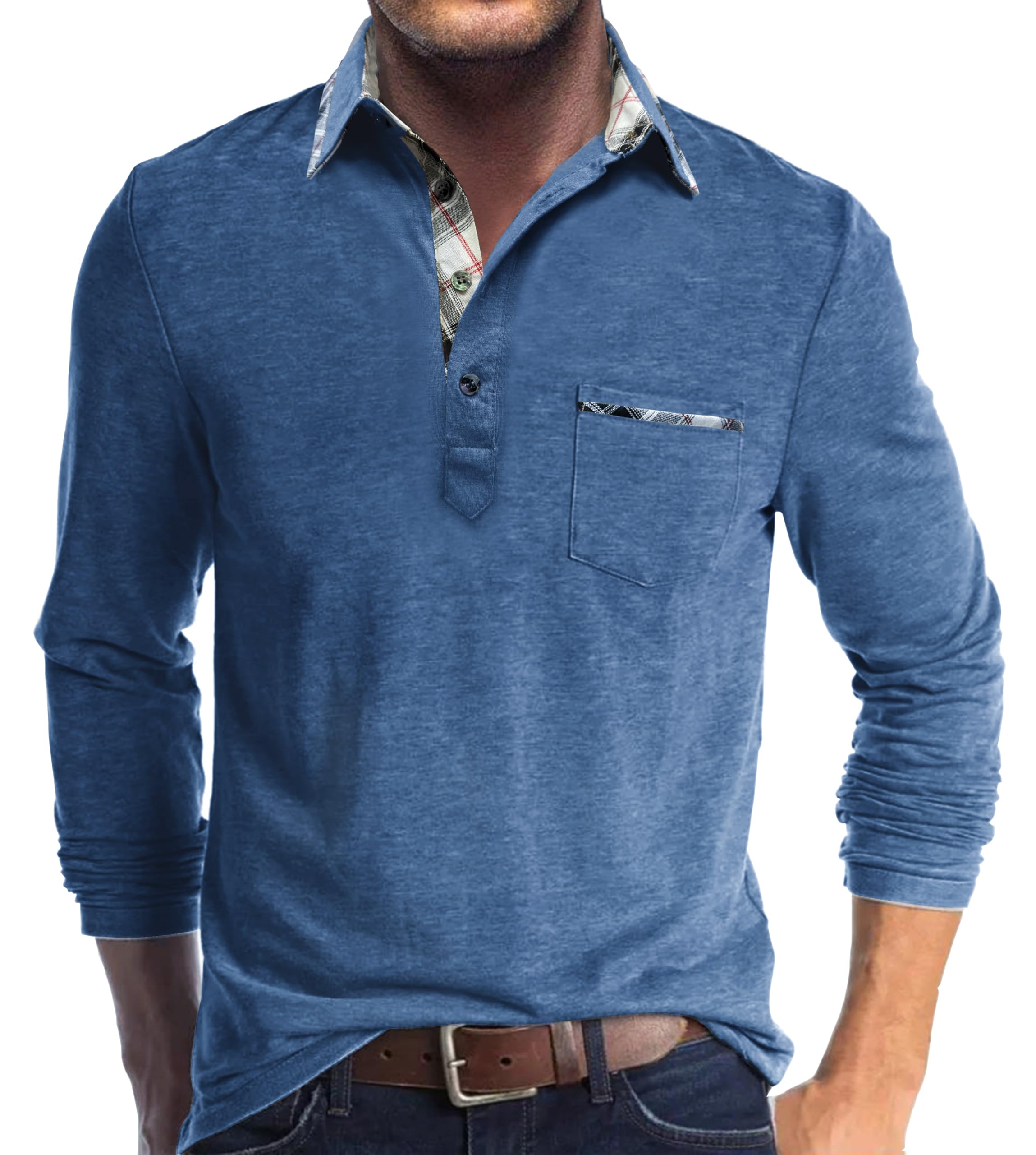 Comilaka Men's Polo Shirt Long Sleeve Contrast Polo Shirt Casual Autumn Winter | Poloshirt,Casuales,Otoño,Invierno,Golf,Clásico