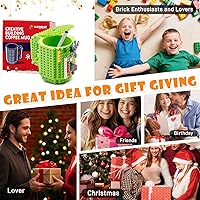 Vista 5 de Fubarbar - Taza de café novedosa con diseño de ladrillo para niños, taza de construcción con pajilla, divertido regalo de Navidad/cumpleaños