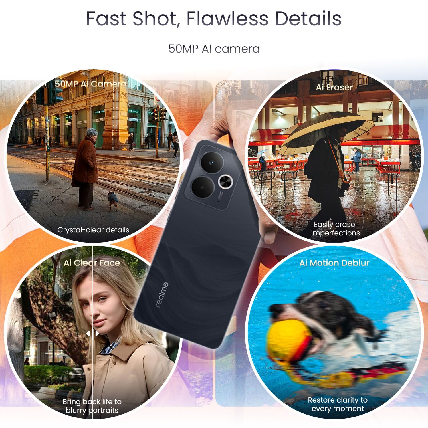 realme 14T 5G Smartphone 8+256Go, Black | Batterie 5130mAh, Charge rapide, Écran 6,67 pouces, 120Hz, Appareil photo IA 50MP, Dimensity 6300, IP69