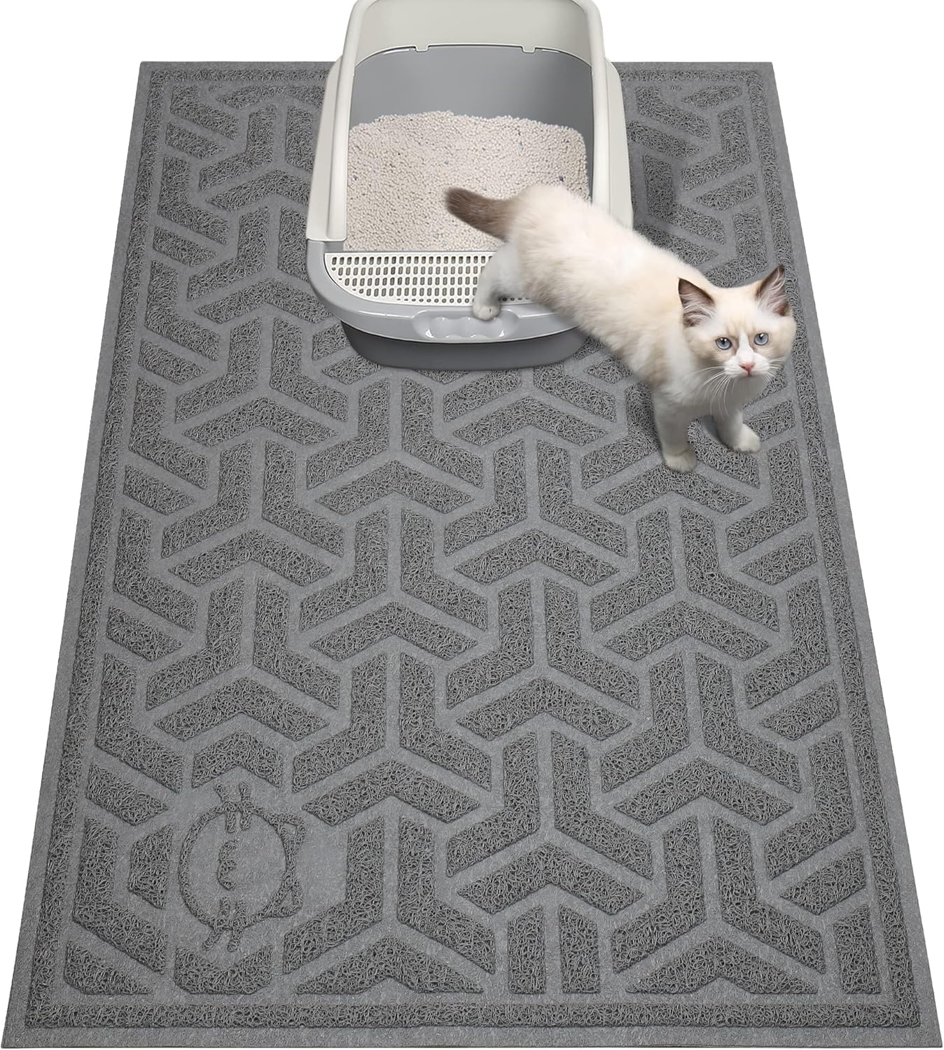 UPSKY Cat Litter Mat, Litter Trapping Mat Soft on Kitty Paws, Large Litter Box Mat 35" x 24" Scatter Control for Indoor Cats Waterproof and Extra Large Pretty Litters Carpet