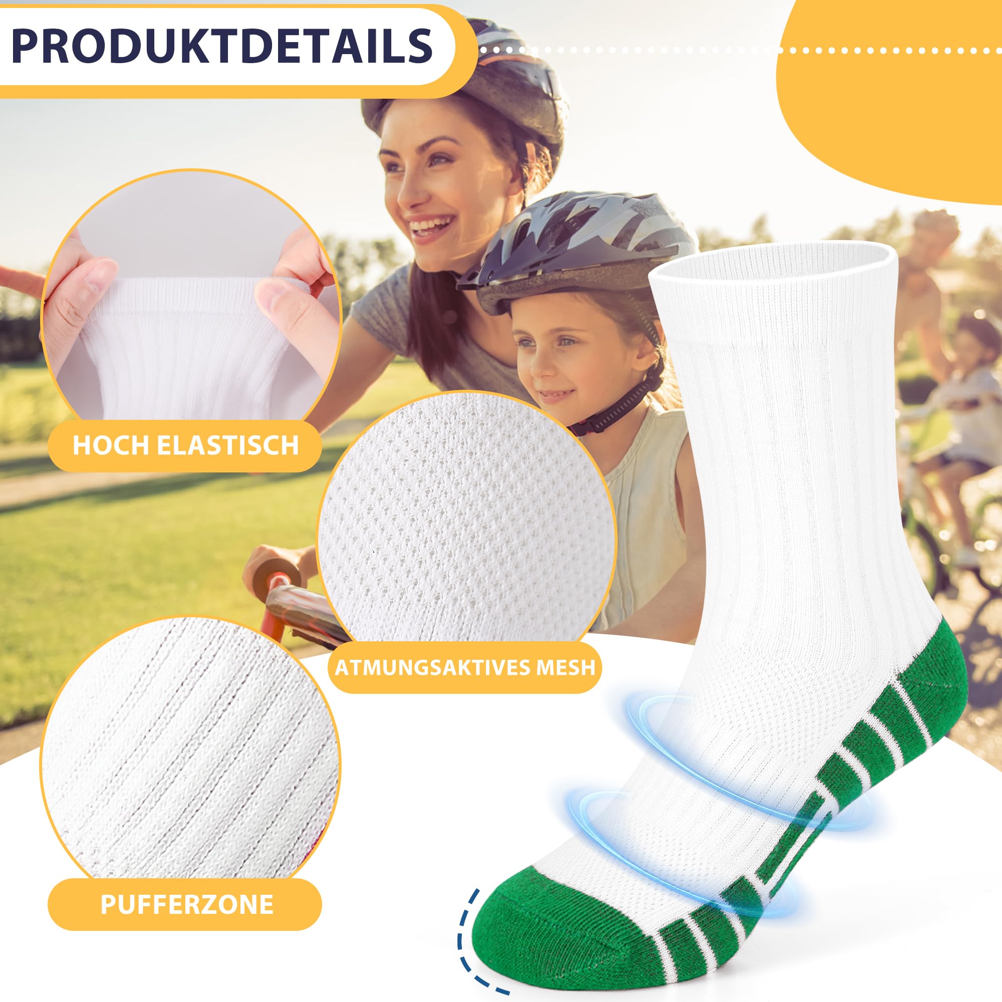 GENBATY - 12 paia di calzini sportivi per bambini, in cotone atletico, per bambini, per camminare, sneakerTrainer corsa, basket, scuola, equipaggio, bianco, nero, calzini morbidi per ragazzi 1-14 anni