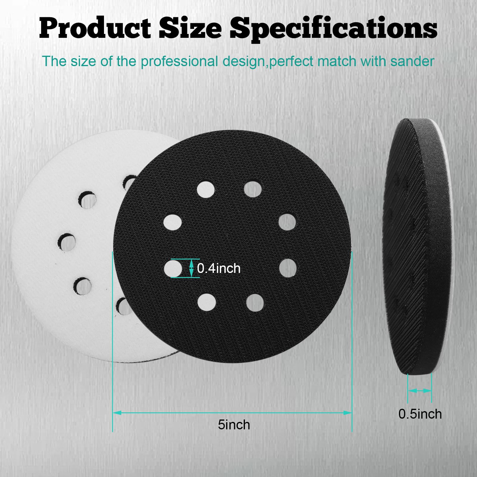 4 Pièces 125mm Tampon de Ponçage Souple Tampon d'Interface Ponceuse, Plateau de Poncage 8 Trous Tampon Interface en Éponge en Mousse Patin de Remplacement pour Ponceuse