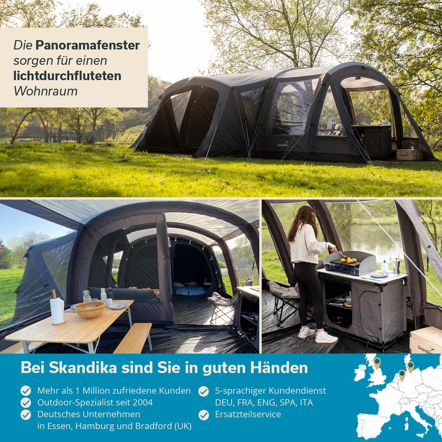 Skandika Timola 6 Air Tenda da campeggio gonfiabile per 6 persone | con/senza tecnologia Sleeper, colonna d'acqua 4000 mm, altezza 220 cm, telone