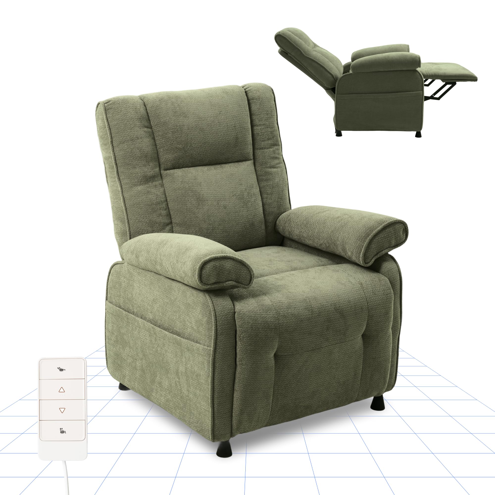 FLEXISPOT Elektrischer Relaxsessel mit Liegefunktion 105°–155°, zusätzliche Schnellbedienung für Aufrichten und Zurückstellen, extra Dicke Polsterung, belastbar bis 150 kg, X3(Grün)