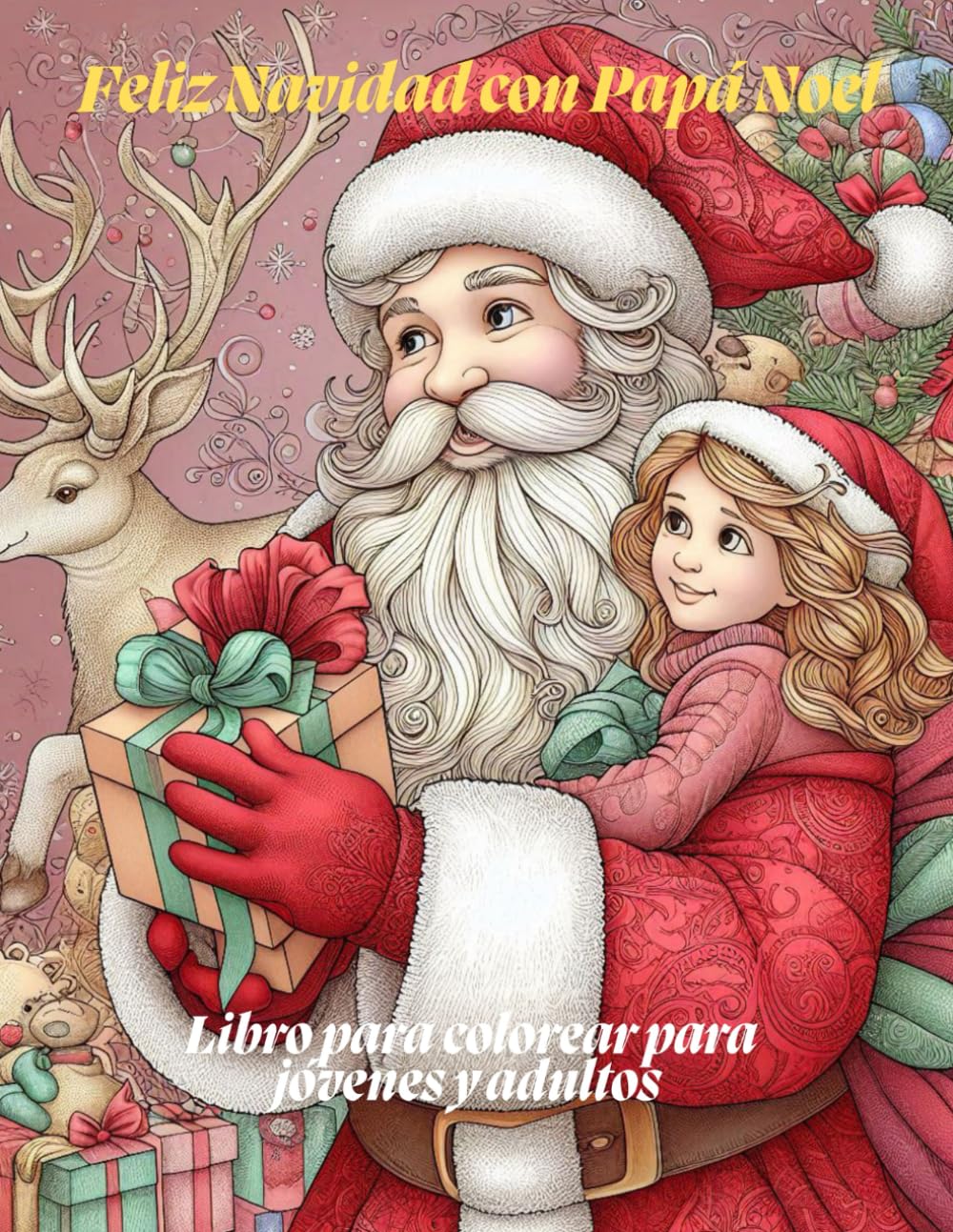 oFeliz Navidad con Papá Noel Libro para colorear para jóvenes y adultos