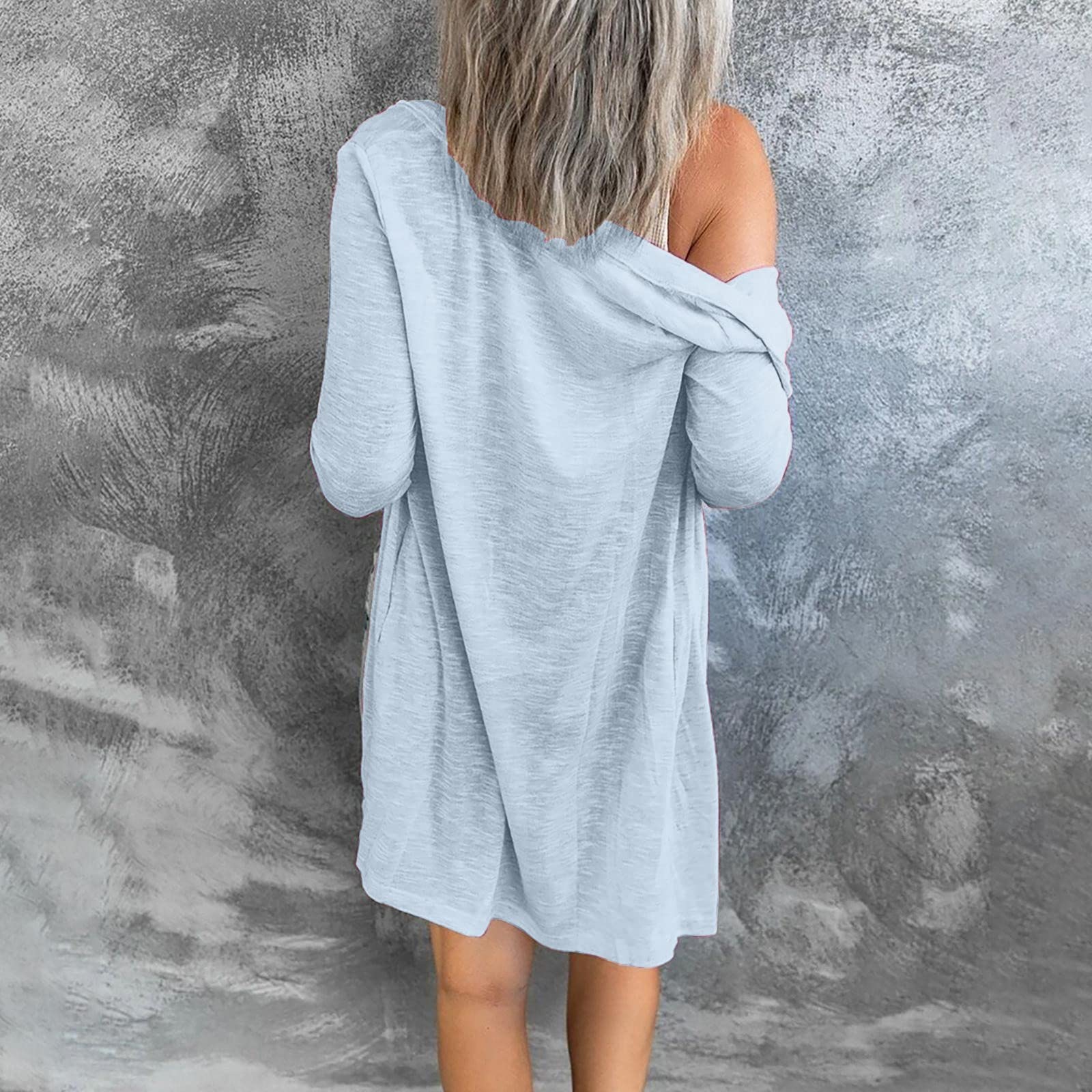Cardigan Lungo da Donna Aperto sul Davanti e Leggero con Bottoni, Capispalla Larghi e Solidi con Tasche Pantaloni Eleganti