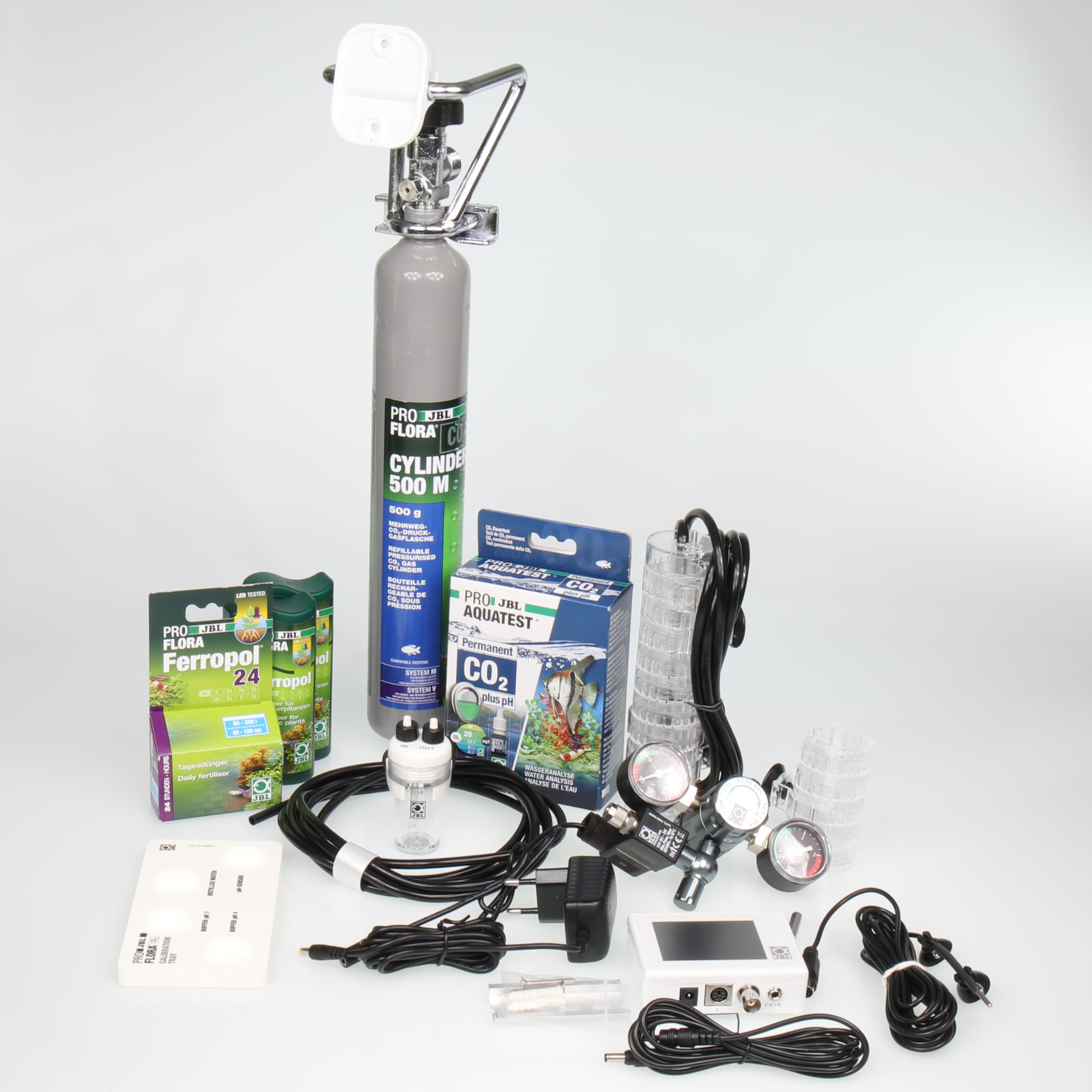 JBL PROFLORA CO2 Professional Set M - Juego Completo de Fertilizante de CO2 para 40-600 l, con Control automático de CO2 y pH, Botella Reutilizable y Accesorios