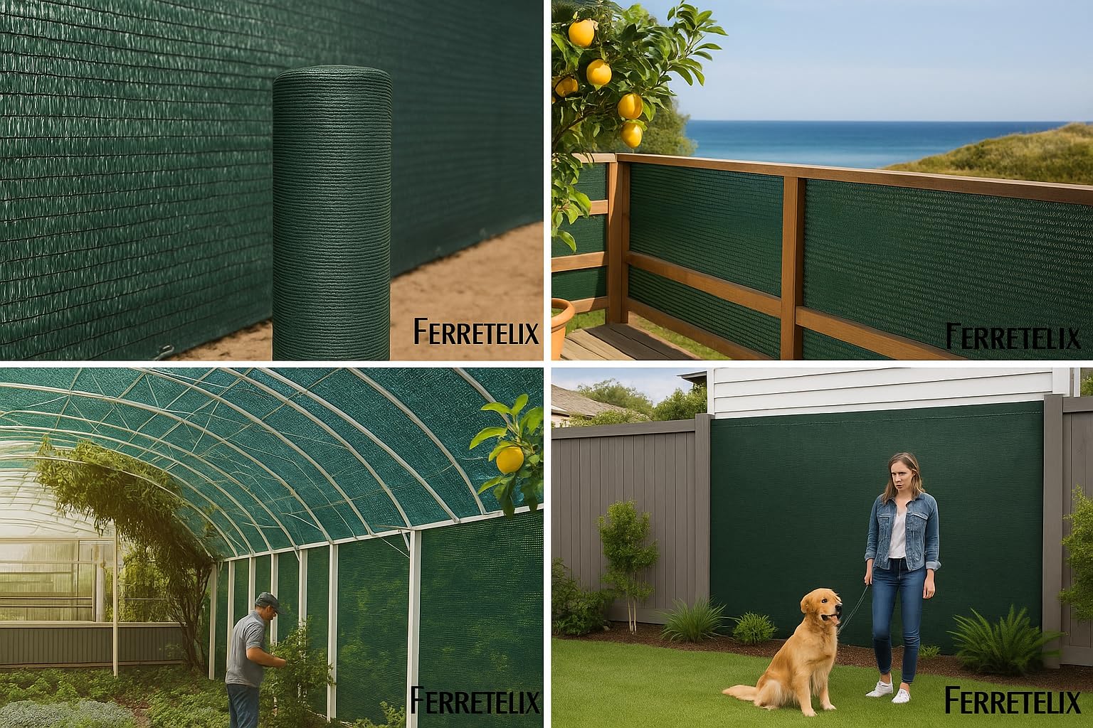 Ferretelix® Malla de Ocultación para Jardín Color Verde Oscuro 1,5 MT X 20 MT | Cobertura 95% Sombreado | Ideal para Vallas, Terrazas, Balcones y Espacios Exteriores