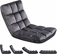 Vista 1 de Yaheetech Silla de Piso Plegable con Respaldo, Sofá de Juegos Plegable Acolchado con 14 Respaldos Ajustables, Sofá Reclinable para Adultos, Silla