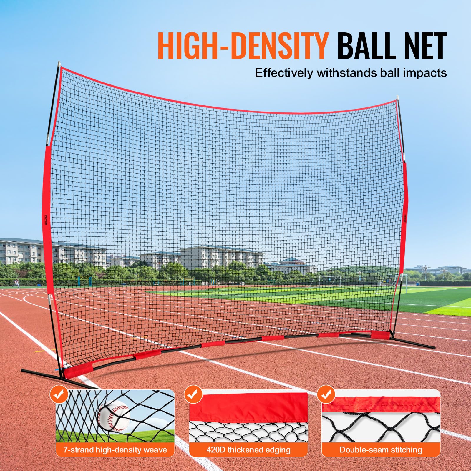 VEVOR Barricade Backstop Filet de Protection Portable avec Sac de Transport, écran de Protection pour Baseball, Softball, Lacrosse, Football, Hockey, pour arrière-Cour