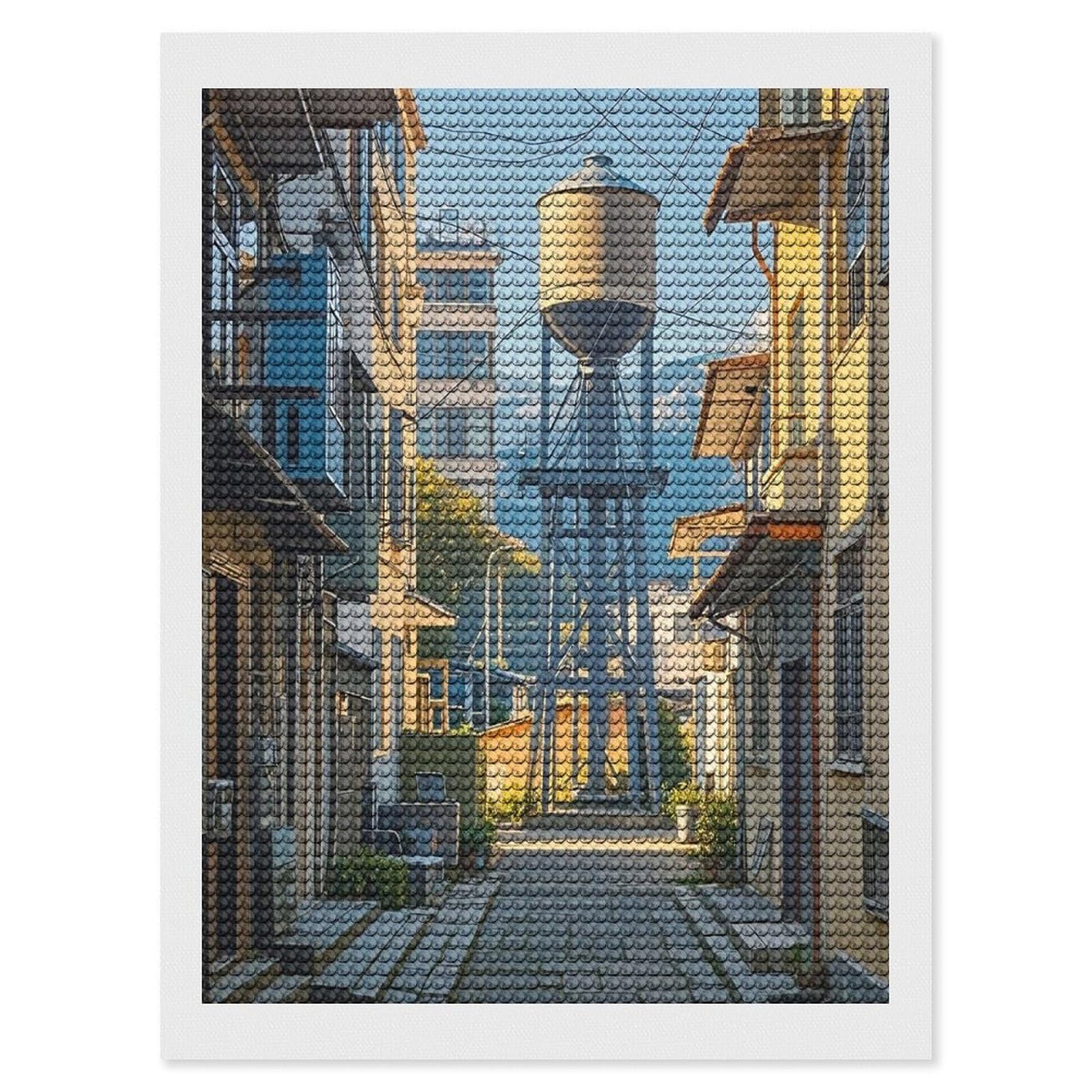 FekiLoot Alley Paint by Numbers Kit for Adults Beginner DIY Diamond Dots Paintings Round Full Drill Diamond Art Kits Picture Diamond Art Painting Kits for Home Decor 12"x16"