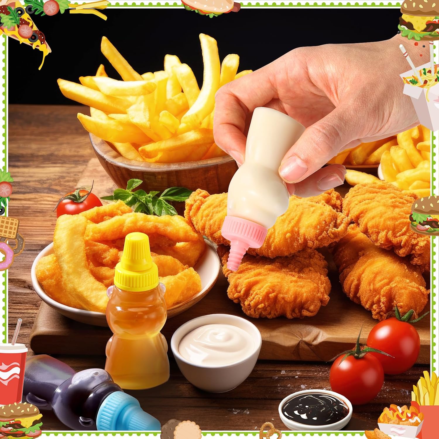 16 Pcs Mini Ketchup Bottles Condiment Squeeze Bottles Bear