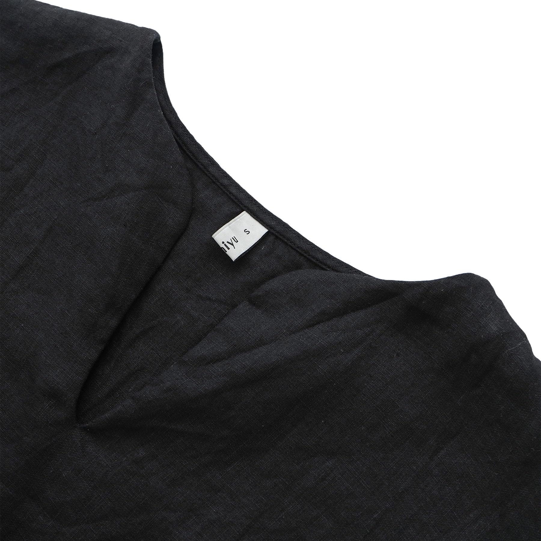 Amazhiyu Camicetta estiva da donna in 100% lino con scollo a V e maniche ad aletta