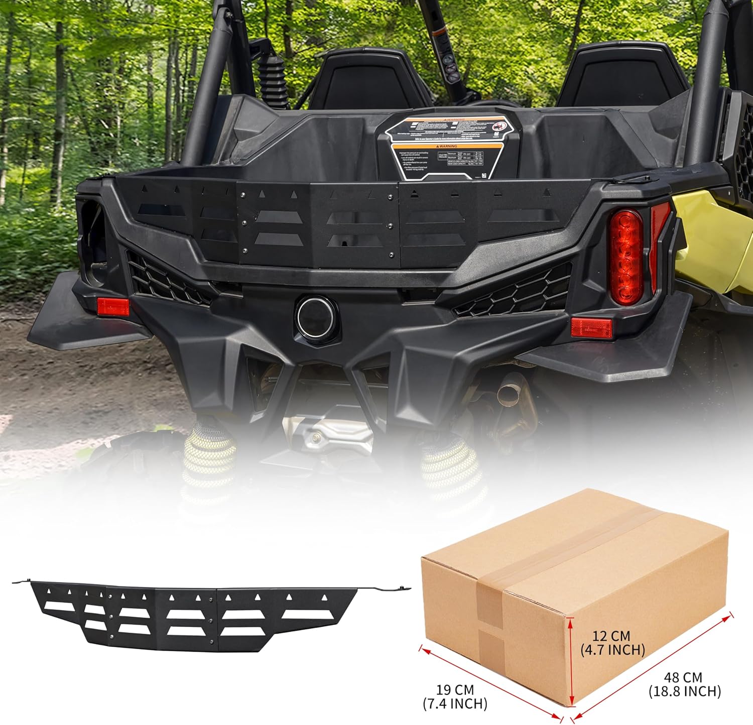 Rear Cargo Tailgate for Can Am Maverick Trail Sport 18-24, Black Heavy Duty Steel Rear Cargo Bed Extender Tailgate for Can-Am Maverick Trail Sport Max 2018-2024 Accessories