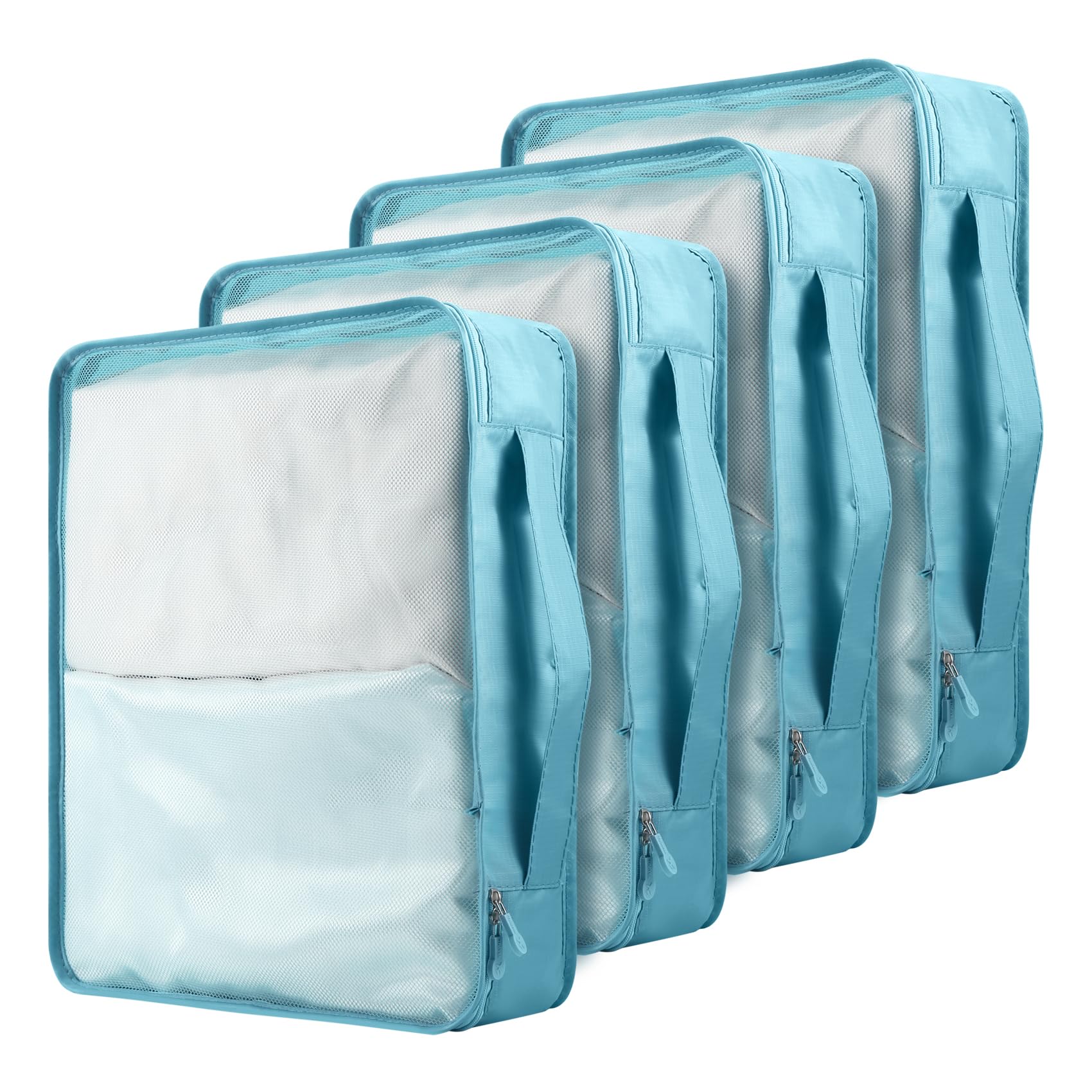 Nagoyuki Green 4 Pcs Large Packing Cubes,40X30x12cm Same Size Suitcase Organiser Bags Compressible Expandable Packing Cubes For Suitcase, Luggage,Handy Helper (Green)